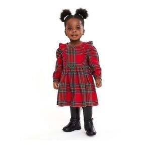 Baby Girls Plaid Dress Outfit with Matching Tights size 0-3 M